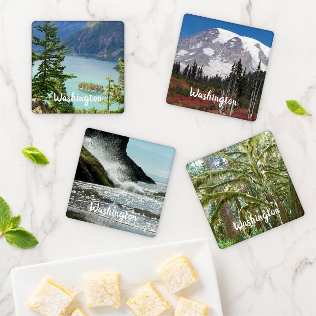 Scenic Washington State Landscapes Coaster Set (In Situ)
