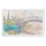 Scenic Watercolor Japanese Bridge Acrylic Tray