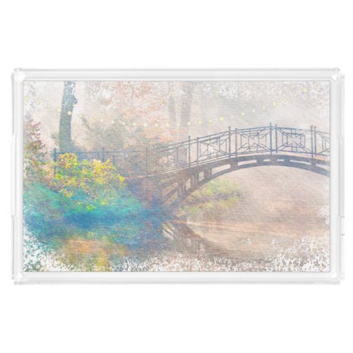 Scenic Watercolor Japanese Bridge Acrylic Tray