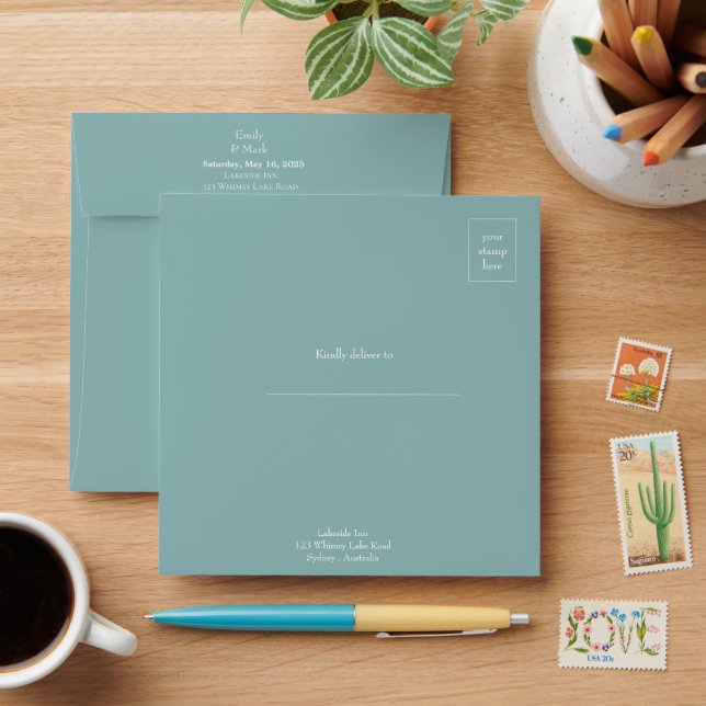 Scenic Watercolor Pine wedding invitation Envelope (Desk)