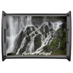 Scenic Waterfall  Azores Serving Tray