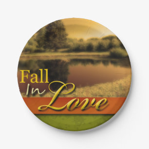 Scenic Wedding Fall In Love Autumn Rustic Photo Paper Plates