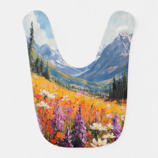 Scenic Wildflowers and Mountains Fine Art Baby Bib