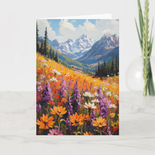 Scenic Wildflowers and Mountains Fine Art Card