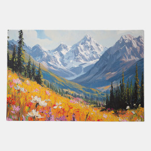 Scenic Wildflowers and Mountains Fine Art Doormat