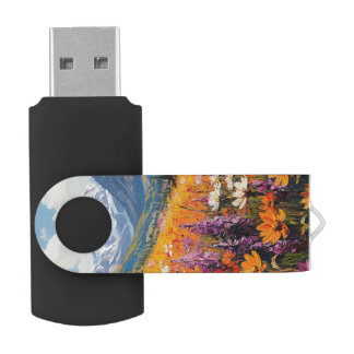 Scenic Wildflowers and Mountains Fine Art Flash Drive