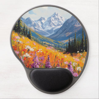 Scenic Wildflowers and Mountains Fine Art Gel Mouse Pad