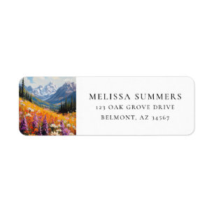 Scenic Wildflowers and Mountains Fine Art Label