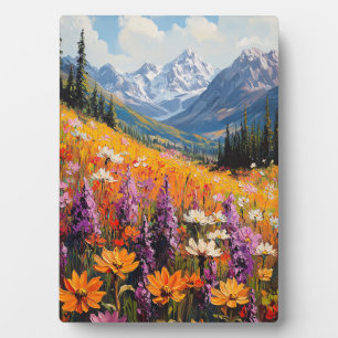 Scenic Wildflowers and Mountains Fine Art Plaque