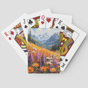 Scenic Wildflowers and Mountains Fine Art Poker Cards