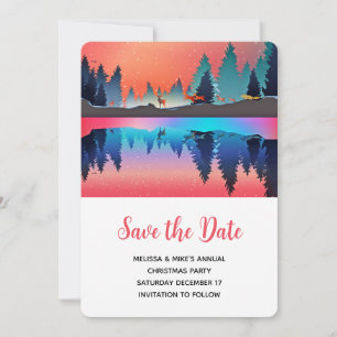 Scenic Winter Lake with Deer Save The Date