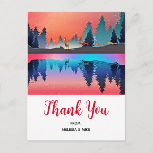 Scenic Winter Lake with Deer Thank You Postcard