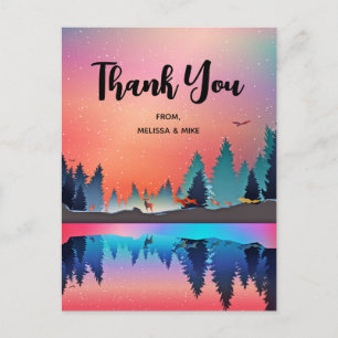 Scenic Winter Lake with Deer Thank You Postcard