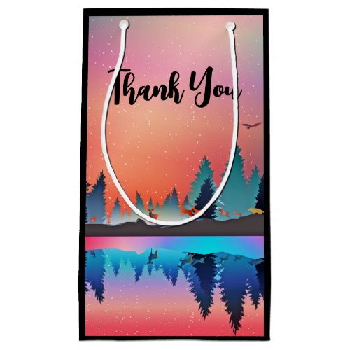 Scenic Winter Lake with Deer Thank You Small Gift Bag