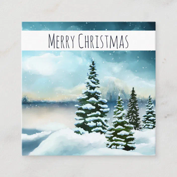 Scenic Winter Landscape, Painting Watercolor Winter Landscape Cards