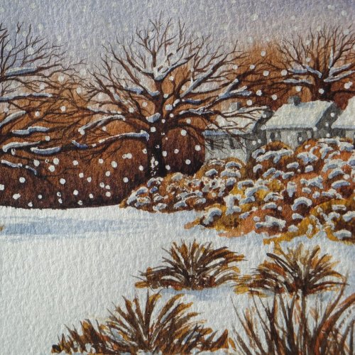 scenic winter picture rural cottages snow scene jigsaw puzzle