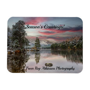 Scenic Winter Scottish Loch Eilein At Christmas Magnet