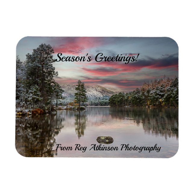 Scenic Winter Scottish Loch Eilein At Christmas Magnet (Horizontal)