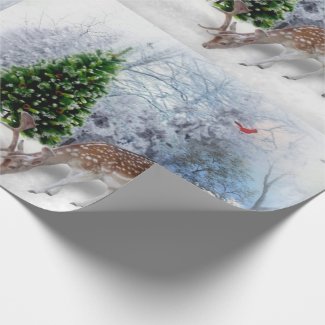 Scenic Winter with Fallow Deer Nature Christmas Wrapping
Paper