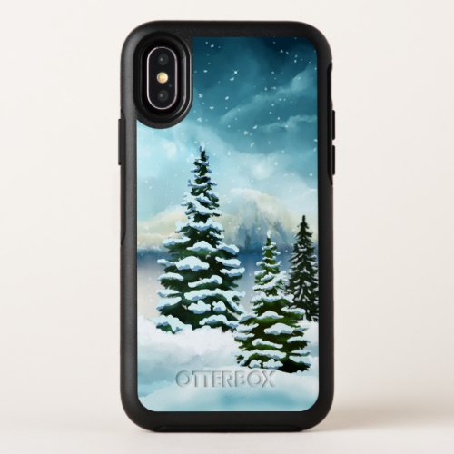 Scenic Winter Wonderland Watercolor Painting OtterBox Symmetry iPhone X Case