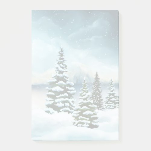 Scenic Winter Wonderland Watercolor Painting Post_it Notes