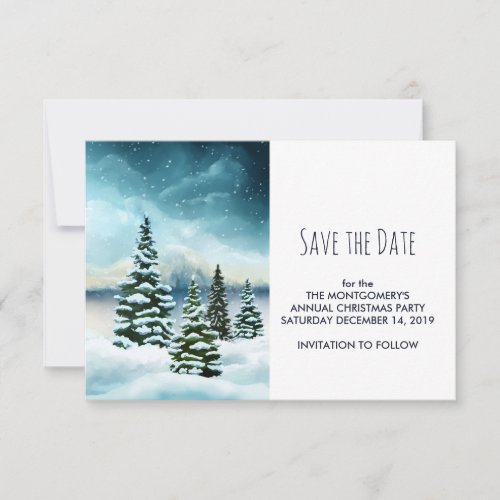 Scenic Winter Wonderland Watercolor Painting Save The Date