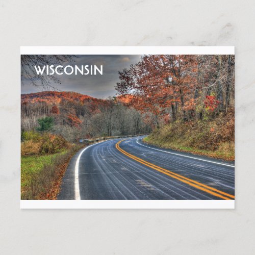 Scenic Wisconsin Roads in Fall Postcard