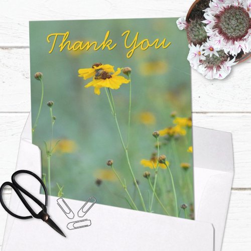Scenic Yellow Wildflower Photograph Blank Back  Thank You Card