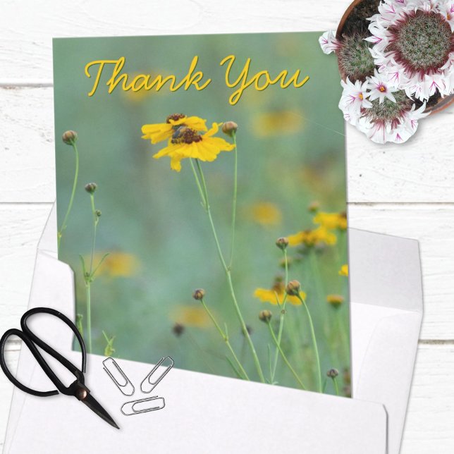 Scenic Yellow Wildflower Photograph Blank Back  Thank You Card (Creator Uploaded)