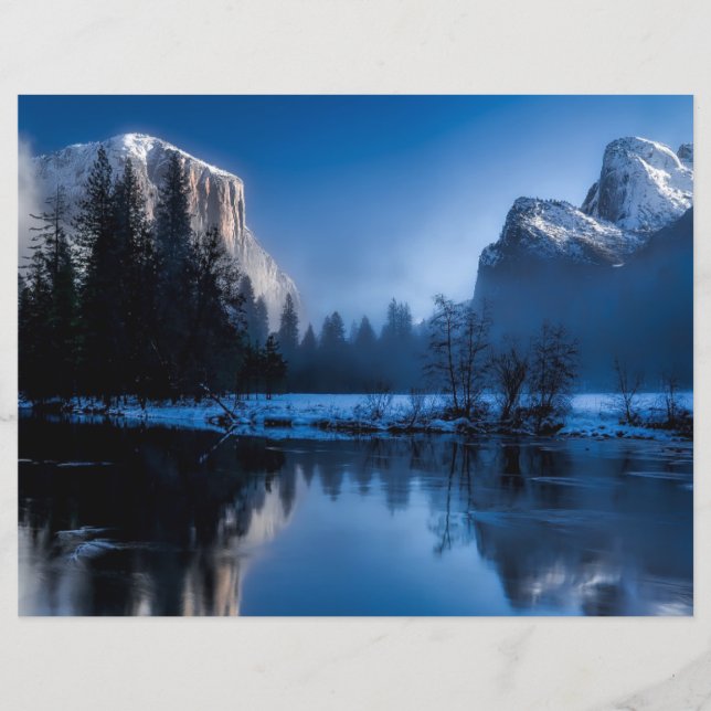 Scenic Yellowstone in Winter Scrapbook Paper (Front)