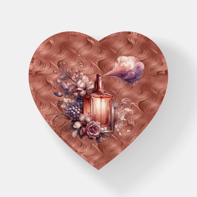 Scent of Rose Gold Perfume Heart Paperweight (Front)