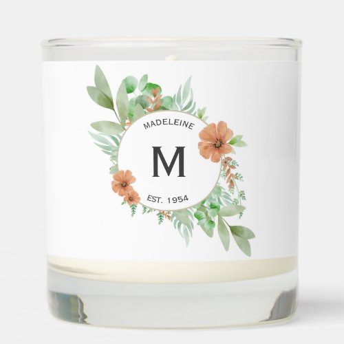 Scented candle  Floral personalized design