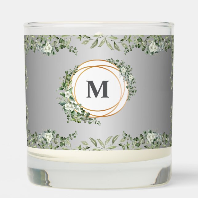 Scented Custom Floral Candle with Gold Rings  (Front)