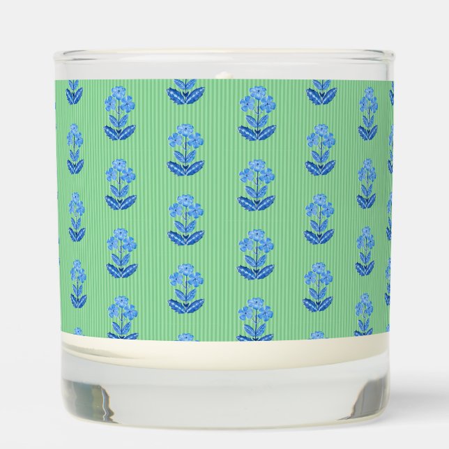 Scented Jar Candle (Blue on Green) (Front)