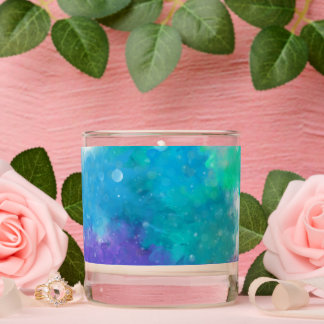 Scented Jar Candle – Dusty Blue & Green with Bubbl
