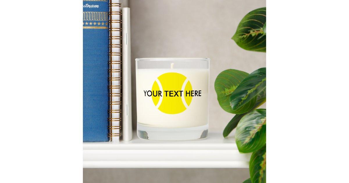 Scented jar candle with custom tennis ball logo Zazzle