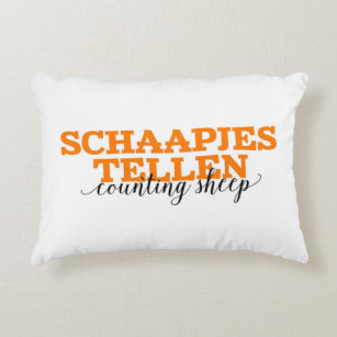 Schaapjes Tellen / Counting Sheep Dutch Words Accent Pillow