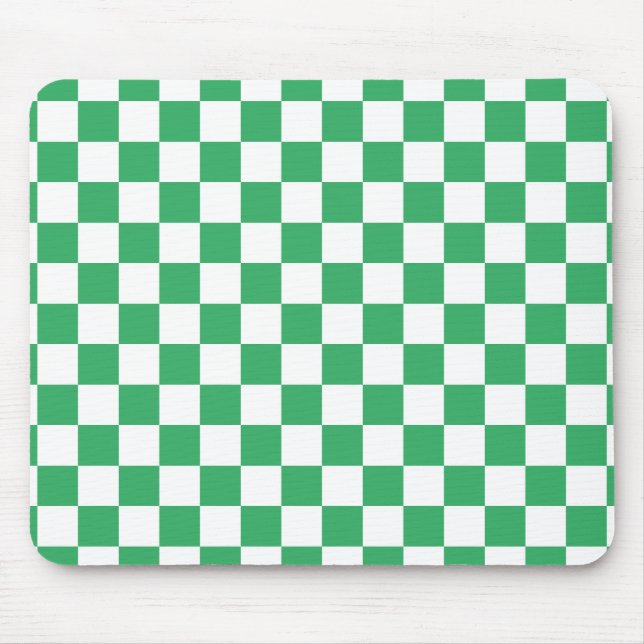 Schachbrettmuster Weiss Grün Mouse Pad (Front)