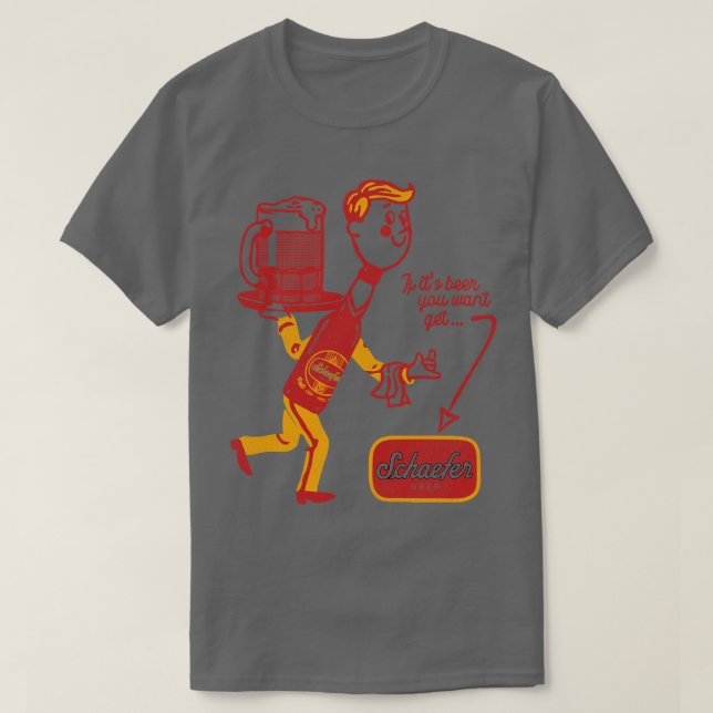 Schaefer Beer Man Retro Defunct Breweriana T-Shirt (Design Front)