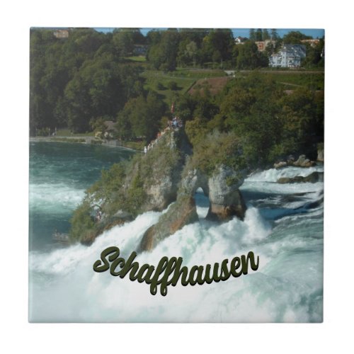 Schaffhausen Scenic Rhine Falls in Switzerland Ceramic Tile