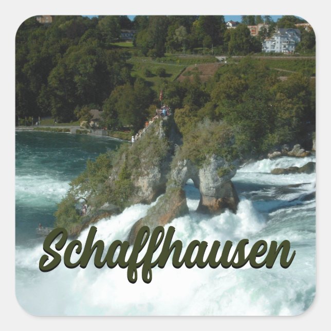 Schaffhausen Scenic Rhine Falls in Switzerland Square Sticker (Front)