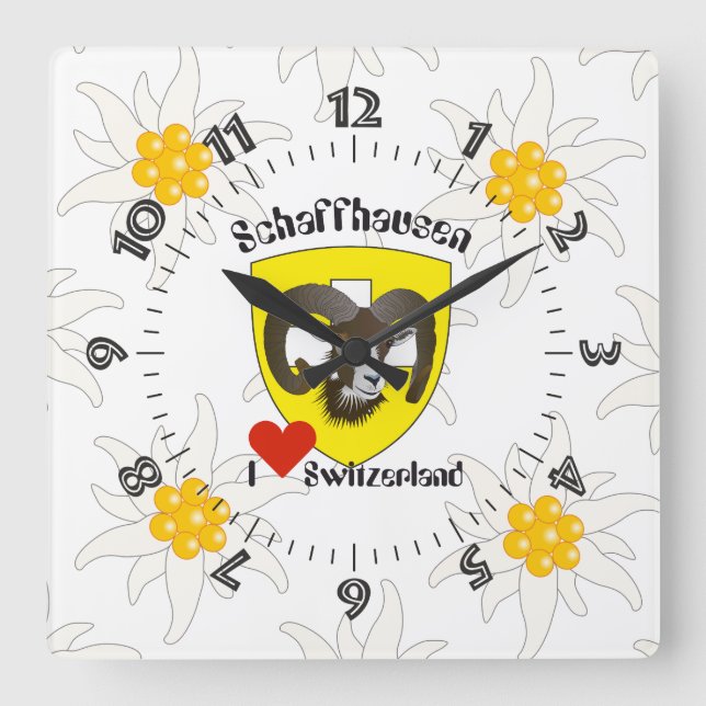 Schaffhausen - Switzerland - Suisse - Svizzera clo Square Wall Clock (Front)