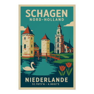 Schagen, North Holland Netherlands Travel Poster