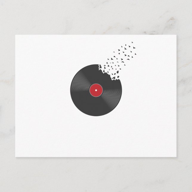 Schallplatte Vinyl Vögel Musik Lied Ton Postcard (Front)