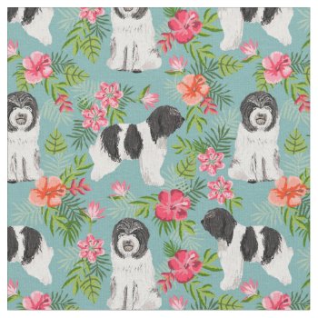 Schapendoes Hawaiian Floral Print Fabric by FriendlyPets at Zazzle