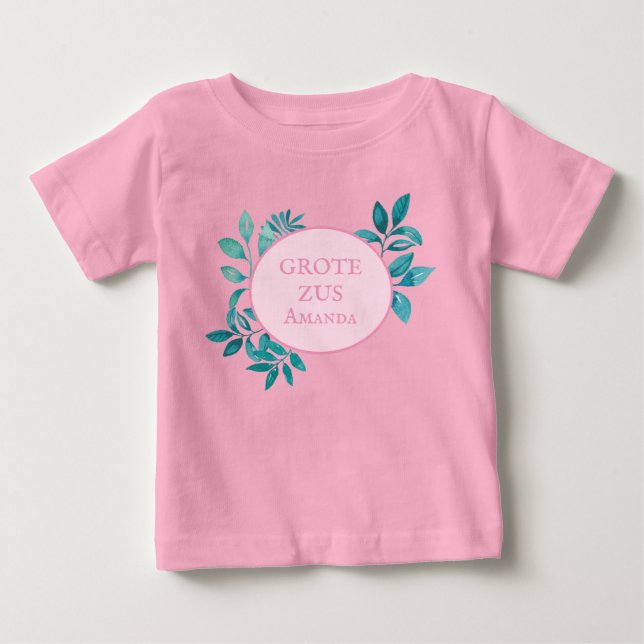 Schattig Grote Zus aanpasbaar naam Baby T-Shirt (Front)