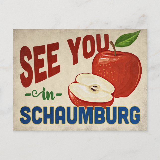 Schaumburg Illinois Apple - Vintage Travel Postcard (Front)