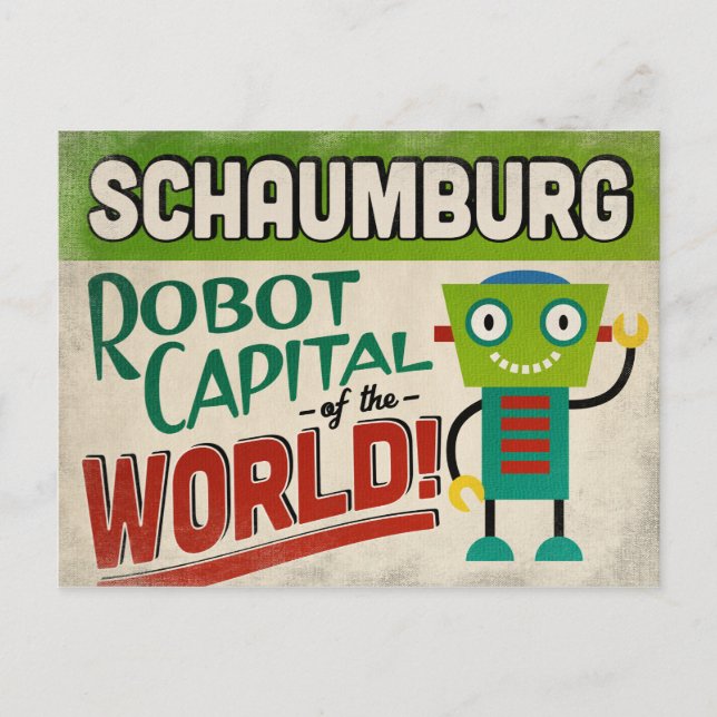 Schaumburg Illinois Robot - Funny Vintage Postcard (Front)