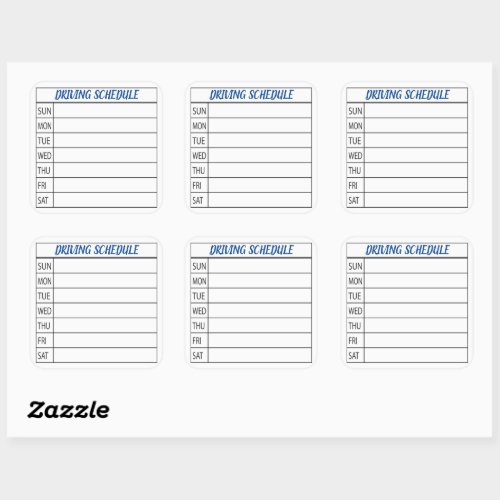 Schedule Car Pool Organizer Square Sticker