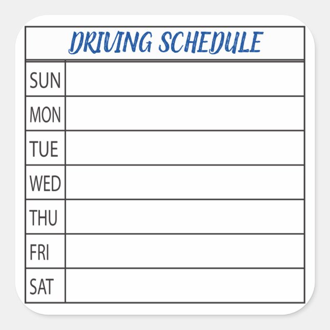 Schedule Car Pool Organizer Square Sticker (Front)
